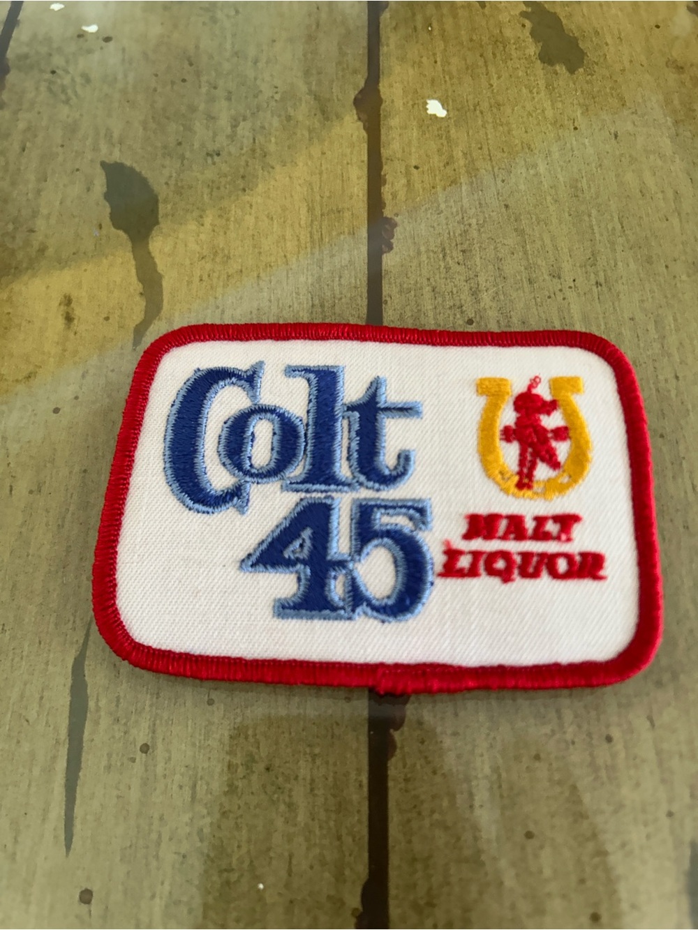 Colt 45 Embroidered Patch - White, Blue, Red, Yellow